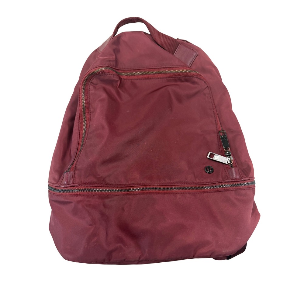 Lululemon Burgundy Nylon Backpack Gym Travel Work Daily Use School Bag Maroon OS